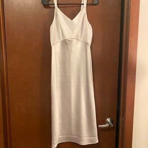 Express Silver Satin Midi Slip Dress (S)